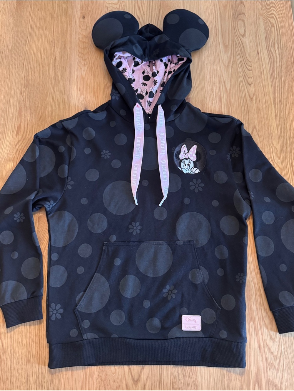 Loungefly x Disney Black Minnie Mouse Ear Hoodie Rock the Dots